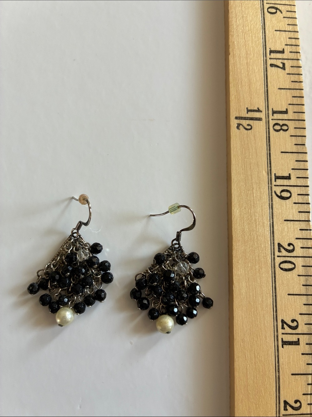 Vintage Style Black Bead Cluster Drop Earrings - Brand: